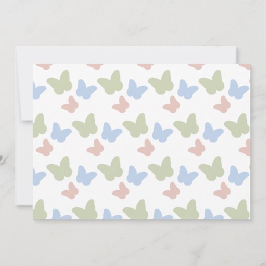 Little Butterfly Daffodil Girl 1st Birthday Foto Kaart (Achterkant)