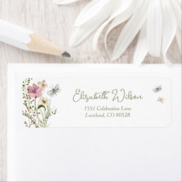 Little Butterfly Floral Baby shower Return Address Etiket