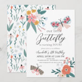 Little Butterfly Floral Girl Kaart (Voorkant / Achterkant)