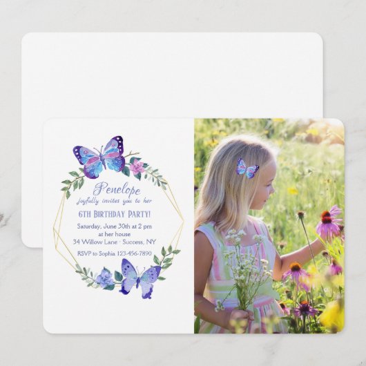 Little Butterfly fotouitnodiging Kaart (Voorkant / Achterkant)
