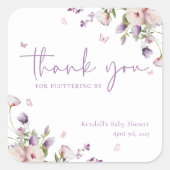 Little Butterfly Garden Baby shower Dank u Vierkante Sticker (Voorkant)