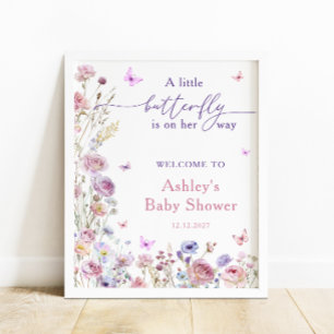 Little Butterfly Garden Meisje Baby shower Welkom Poster