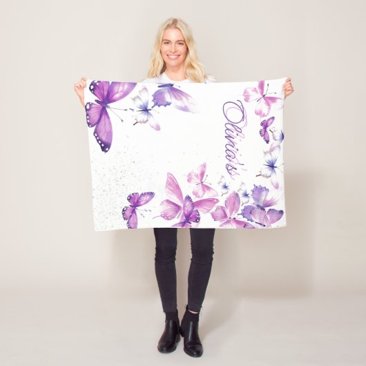 Little Butterfly Gepersonaliseerde Gift Verjaardag Fleece Deken (In situ)