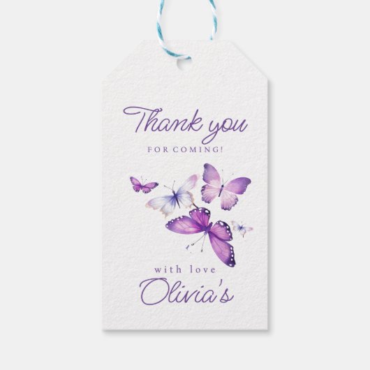 Little Butterfly Girl 1e verjaardagsfeestje Cadeaulabel (Achterkant)