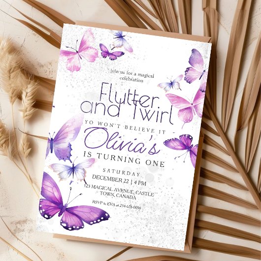 Little Butterfly Girl 1e verjaardagsfeestje Kaart