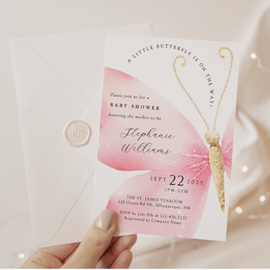 Little Butterfly Girl Baby shower Kaart