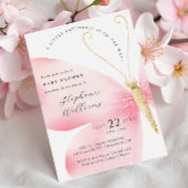 Little Butterfly Girl Baby shower Kaart