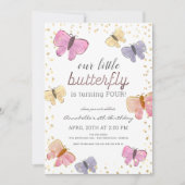 Little Butterfly Girl Birthday Invitation Kaart (Voorkant)