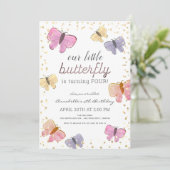 Little Butterfly Girl Birthday Invitation Kaart (Staand voorkant)