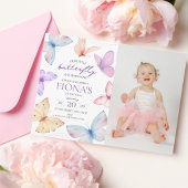 Little Butterfly Girl's 1e verjaardag Foto Kaart