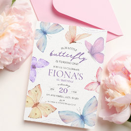 Little Butterfly Girl's 1e verjaardag Uitnodiging