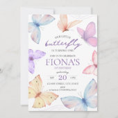 Little Butterfly Girl's 1e verjaardag Uitnodiging (Voorkant)