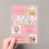 Little Butterfly is op weg Schattige Whimsical Pin Acryl Uitnodigingen (Insitu (Draagbaar))