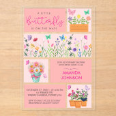 Little Butterfly is op weg Schattige Whimsical Pin Acryl Uitnodigingen (Voorkant)