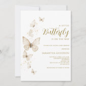 Little Butterfly Ivory Genderneutraal Baby shower Kaart (Voorkant)
