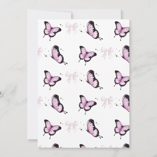 Little Butterfly Pink Bow Girl Baby shower Kaart (Achterkant)