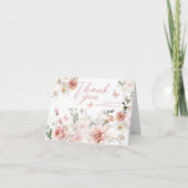 Little Butterfly Pink Floral Baby Meisje Douche Bedankkaart (Voorkant)