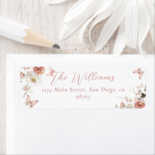 Little Butterfly Pink Floral Baby Meisje Douche Etiket