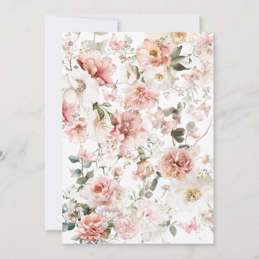 Little Butterfly Pink Floral Baby Meisje Douche Kaart (Achterkant)