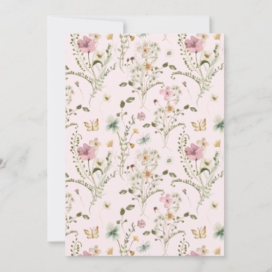 Little Butterfly Pink Floral Meisje Baby shower Kaart (Achterkant)