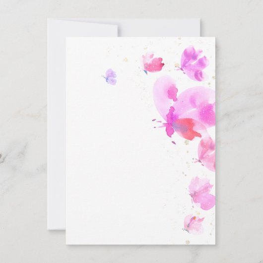 Little Butterfly Pink Paarse Budget 1e Verjaardag Kaart (Achterkant)