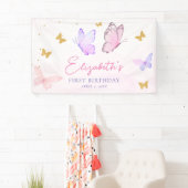 Little Butterfly Pink Purple Girl First Birthday Spandoek (Insitu)