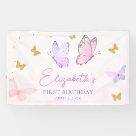Little Butterfly Pink Purple Girl First Birthday Spandoek