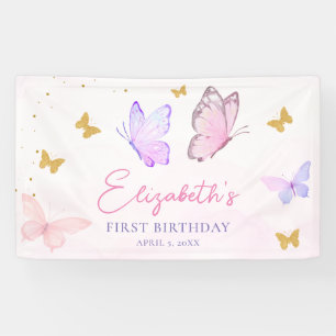 Little Butterfly Pink Purple Girl First Birthday Spandoek