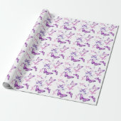 Little Butterfly Schattige Roze Paarse Verjaardags Cadeaupapier (Uitgerold)