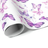 Little Butterfly Schattige Roze Paarse Verjaardags Cadeaupapier (Rol Hoek)