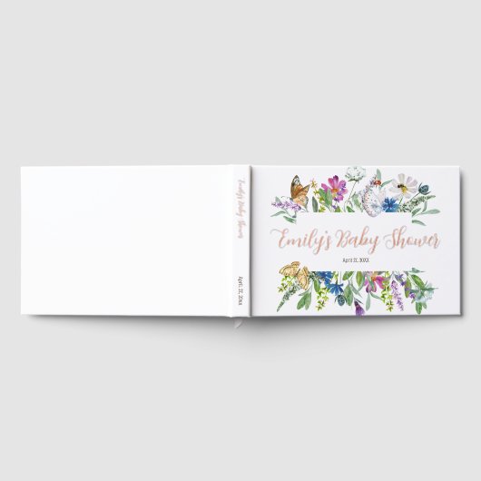 Little Butterfly Spring Wildflower Baby shower Gastenboek (Volledig)