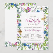 Little Butterfly Spring Wildflower Baby shower Kaart (Voorkant / Achterkant)