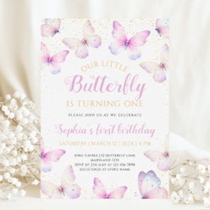 Little Butterfly viert Paarse verjaardag Kaart