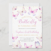 Little Butterfly viert Paarse verjaardag Kaart (Voorkant)