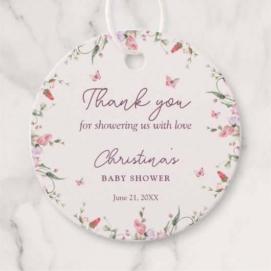 Little Butterfly Waterverf Baby shower dank u Bedankjes Labels (Voorkant)