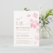 Little Butterfly Waterverf Budget 1e Verjaardag Kaart (Staand voorkant)