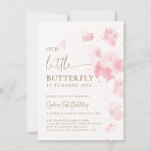 Little Butterfly Waterverf Budget 1e Verjaardag Kaart (Voorkant)