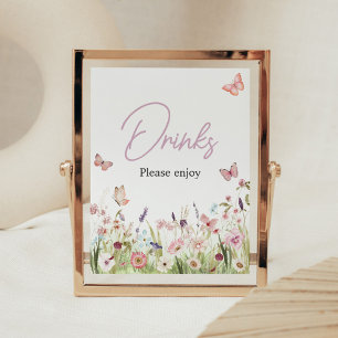 Little Butterfly Wildflower Baby shower Drinken Poster