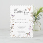 Little Butterfly Wildflower Baby shower Kaart (Staand voorkant)