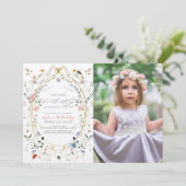 Little Butterfly Wildflower Bee Foto Verjaardag Kaart (Staand voorkant)