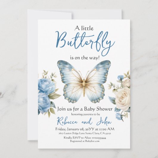 Little Butterfly Wildflower Floral Baby shower Kaart (Voorkant)
