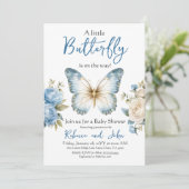 Little Butterfly Wildflower Floral Baby shower Kaart (Staand voorkant)