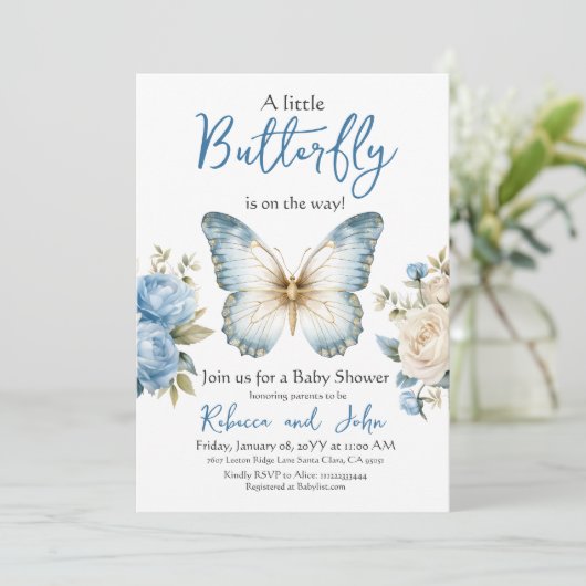 Little Butterfly Wildflower Floral Baby shower Kaart (Staand voorkant)