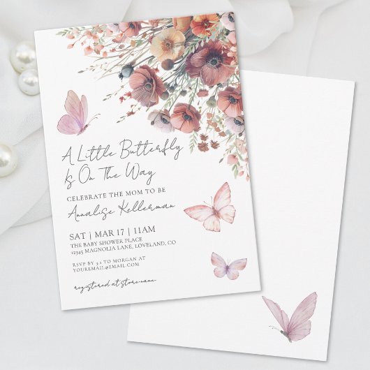 Little Butterfly Wildflower Herfst Baby shower Kaart