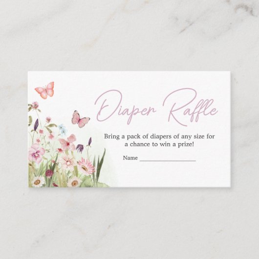 Little Butterfly Wildflower Luier Raffle Informatiekaartje (Voorkant)