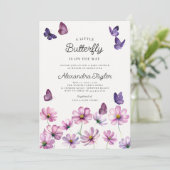 Little Butterfly Wildflower Roze Baby Meisje Douch Kaart (Staand voorkant)