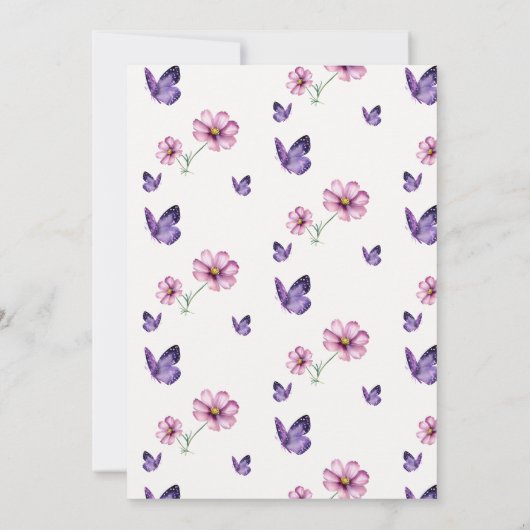 Little Butterfly Wildflower Roze Baby Meisje Douch Kaart (Achterkant)