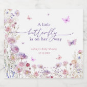 Little Butterfly Wildflowers Baby shower Sparkling Wijnetiket (Enkel label)