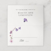 Little Butterfly Wildflowers Paarse Baby shower Plaatskaartje (Buitenkant ongevouwen)