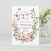 Little Butterfly Wildflowers Whimsical Baby shower Kaart (Staand voorkant)